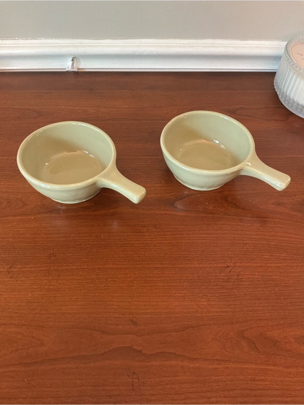 Mt.Clemens‎ McCoy Pale Green Stoneware Handled Bowls - Set of 2 made USA